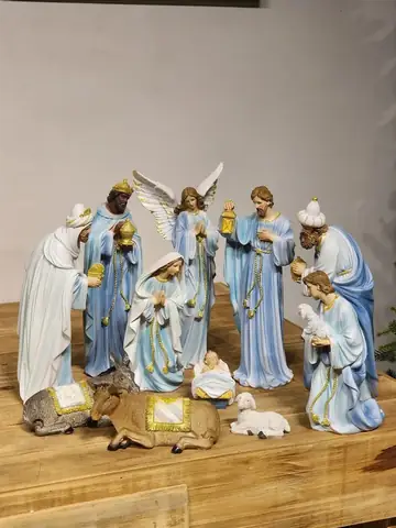 Presépio em Resina Azul • 11 Peças • 30cm