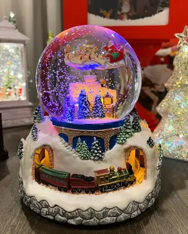 Globo de Neve de Natal com Trem Animado - Único EXCLUSIVO