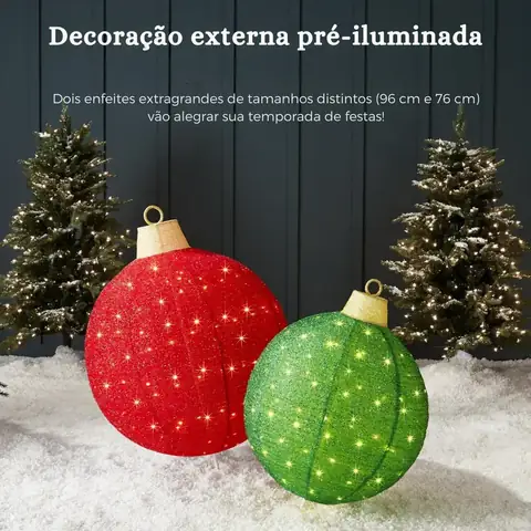 Esfera Enfeites de Natal para áreas externas e internas - 180 luzes LED - 8 funções de iluminação